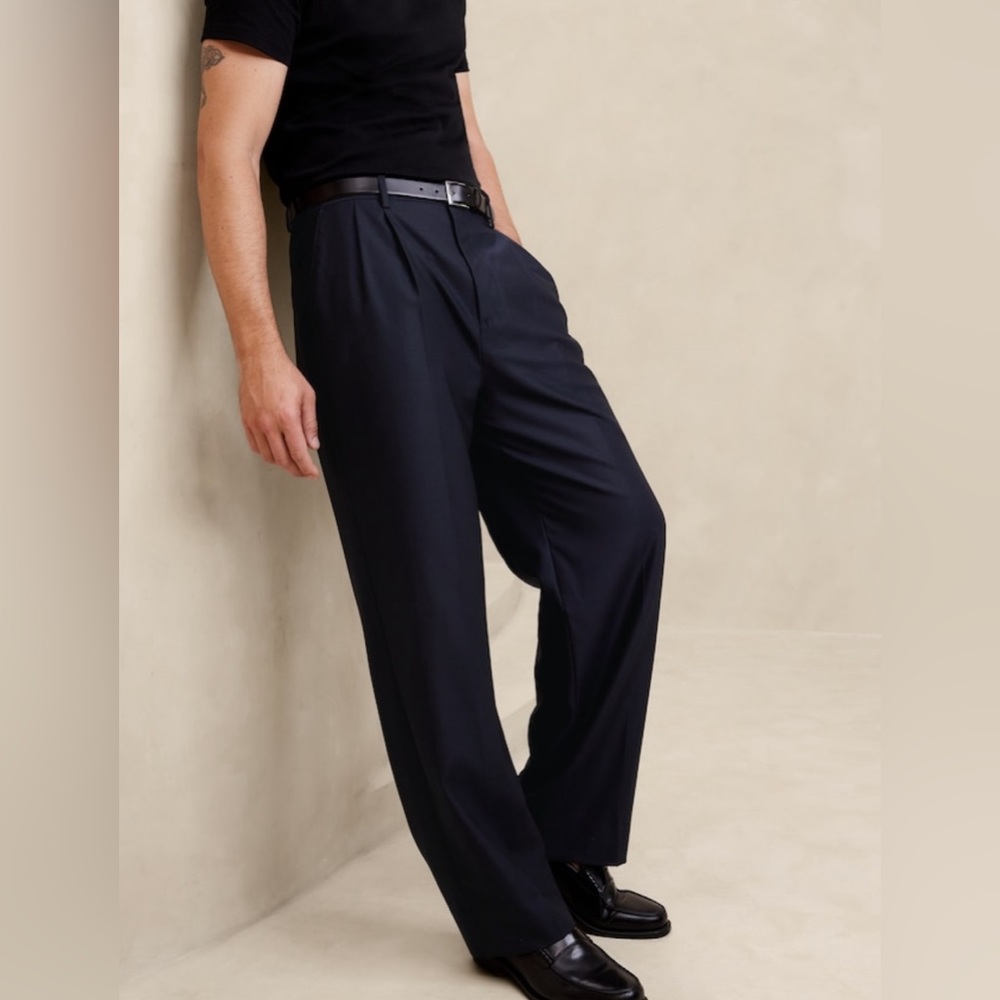 BANANA REPUBLIC SIGNATURE ITALIAN HOPSACK WIDE-LEG PANT